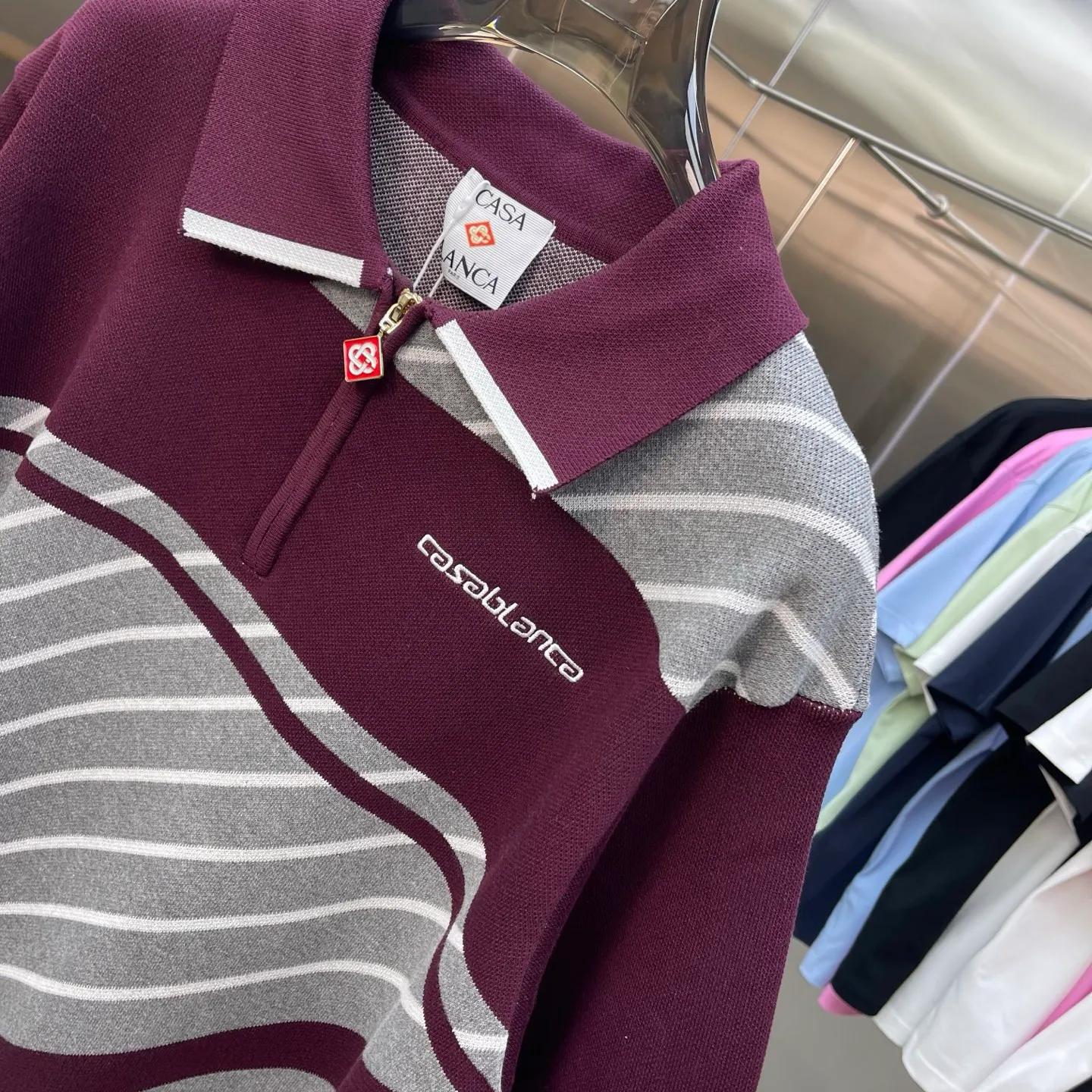CASABLANCA Casablanca Sweater New Arrival Original development, comfortable upper body, imported equipment, original high-density embroidered seal, two-color splicing, hand-sewn cuffs + hem, OEM by domestic first-line brand Factory, impeccable workmanship Sizes: S M L XL